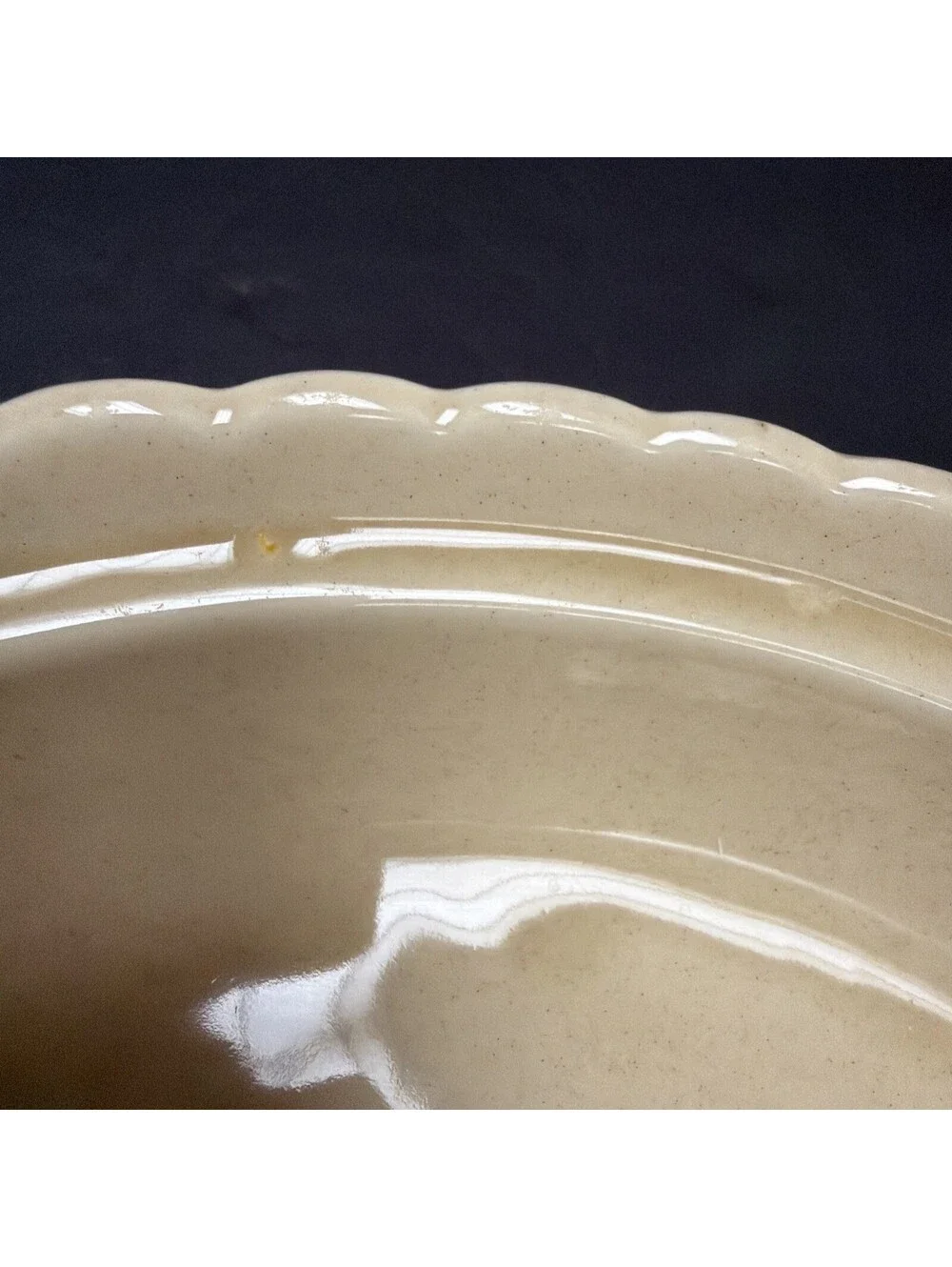 Vintage Lillian Vernon Pumpkin Pie Plate Pan Bottom Scalloped Edge Ceramic 11.25